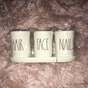 Rae Dunn HAIR FACE NAILS Containers